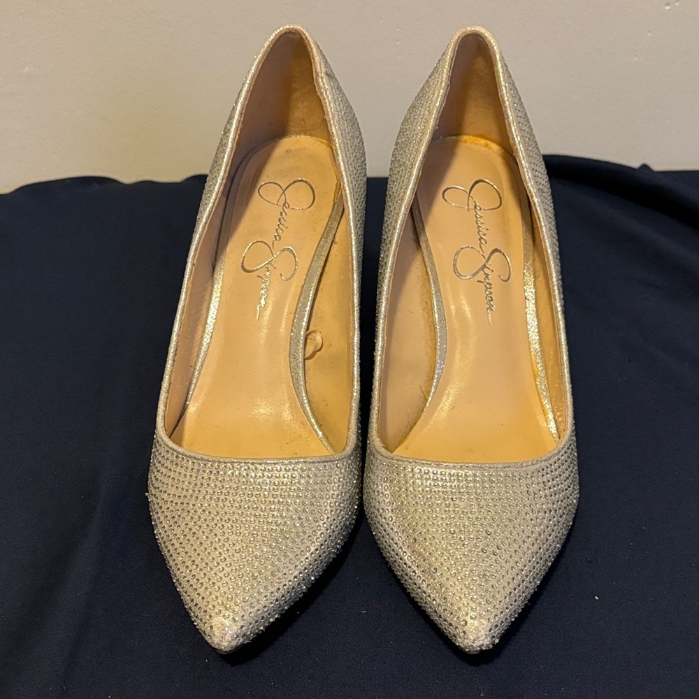 Jessica Simpson Glittering Silver Heels